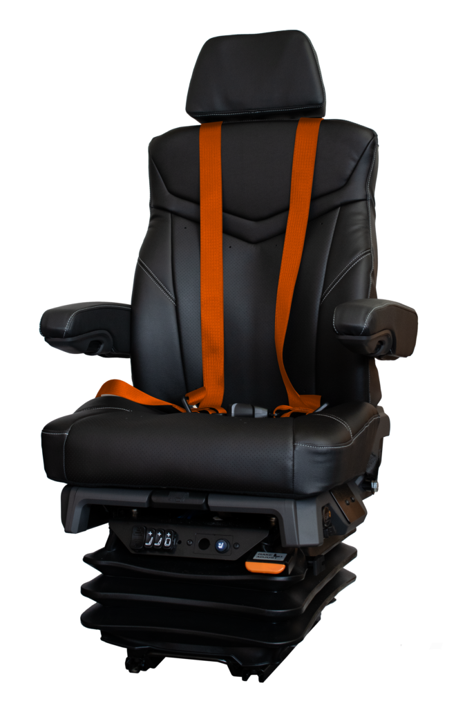 Apex 4-Point harness seat. High back vinyl seat with 4-point safety harness belt and headrest.