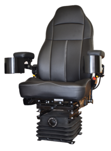 Comfort Series seat with mechanical suspension and joystick compatible arms.